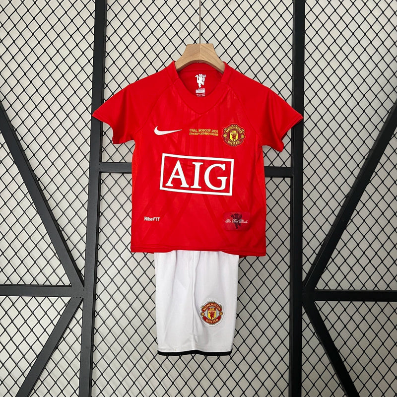 Conjunto Infantil Manchester United I 07/08 Retrô Unissex